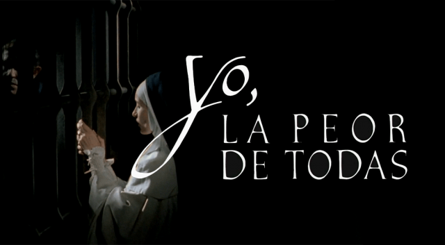 yo la peor de todas poster with Sor Juana a nun holding the bars of confessional